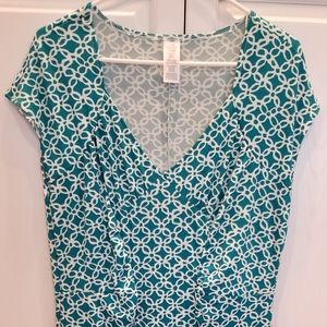 Teal & White Avon Fit and Flare Dress Large